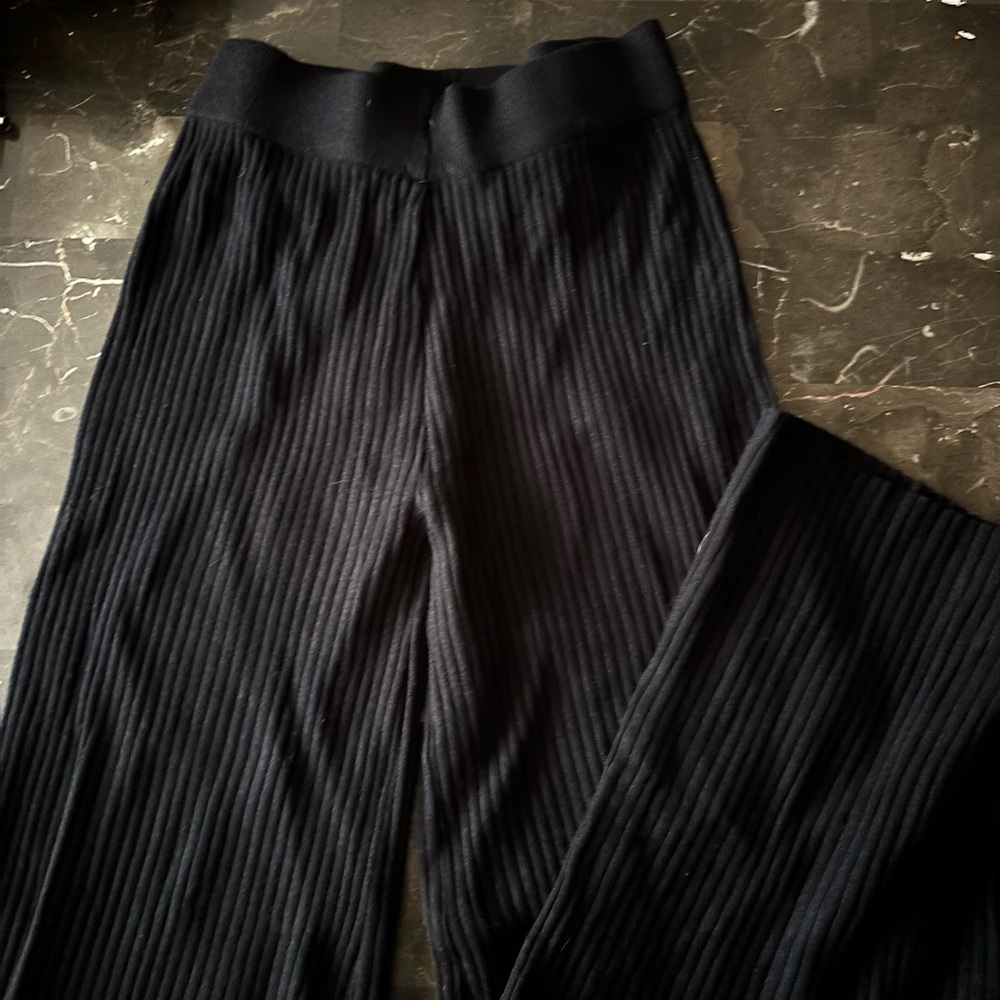 Black Ribbed Knit Pants